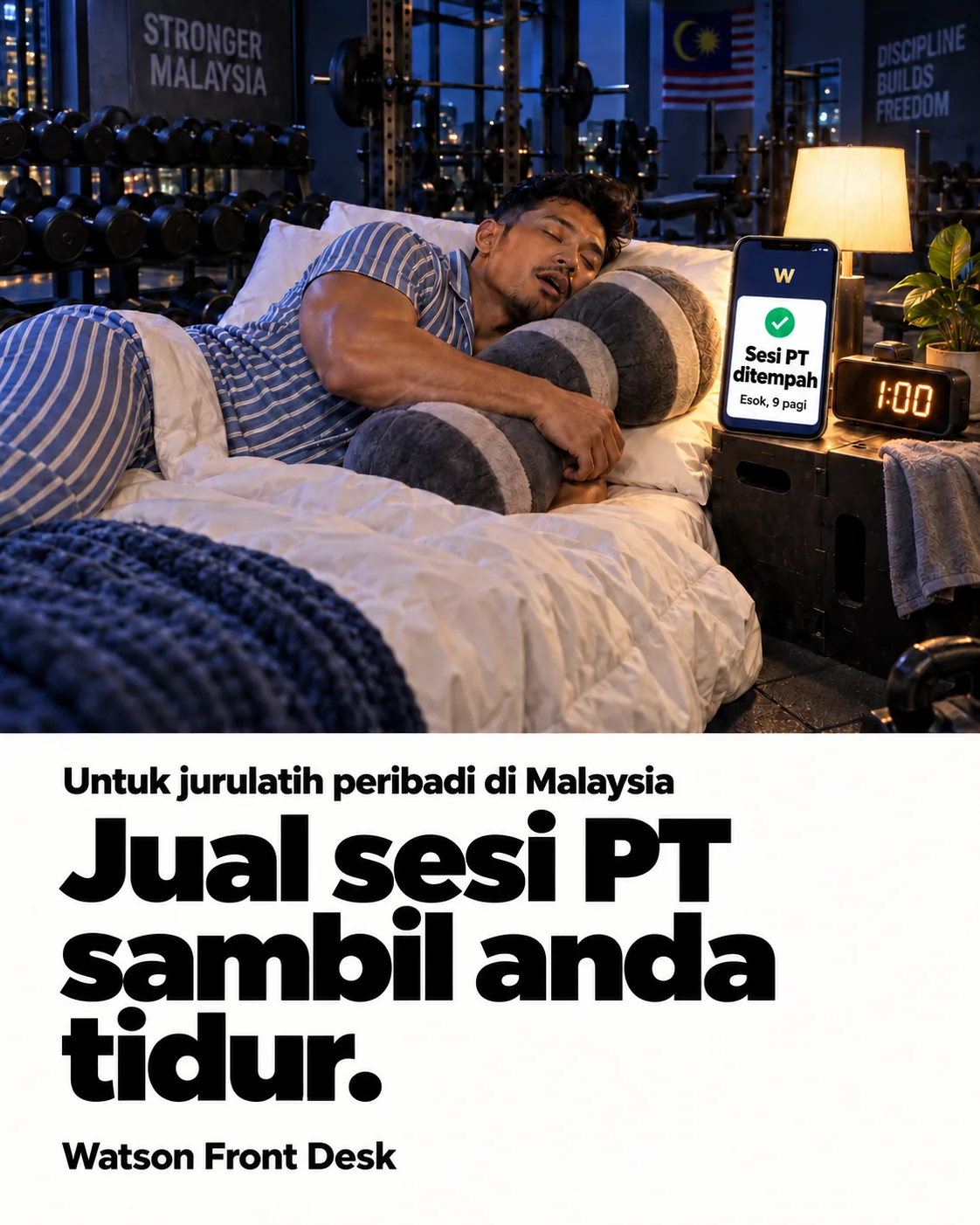 Jurulatih peribadi tidur ketika pertanyaan PT masuk.